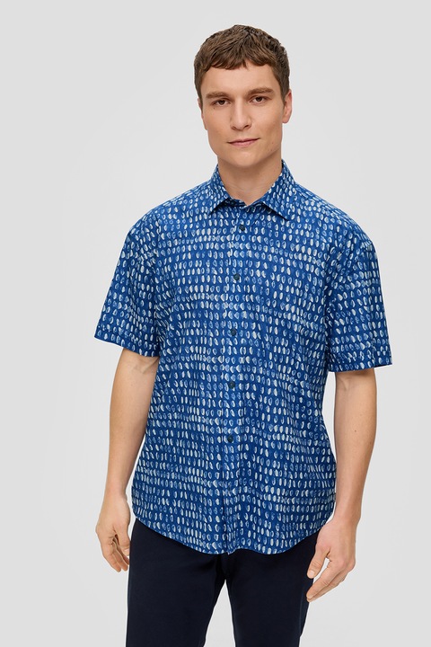 s.Oliver, Kényelmes fazonú mintás ing, Királykék, S