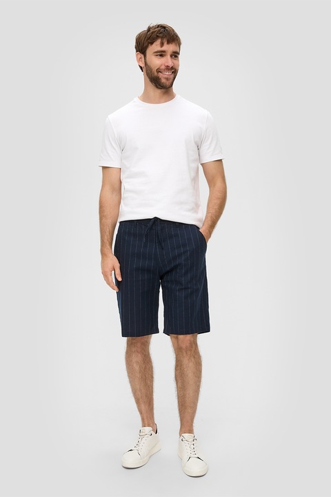 s.Oliver, Húzózsinóros derekú lentartalmú rövidnadrág, Tengerészkék