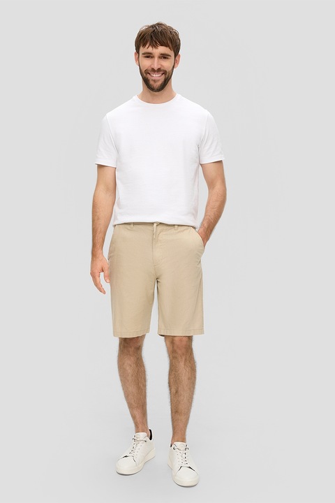 s.Oliver, Húzózsinóros derekú lentartalmú rövidnadrág, Homokbarna