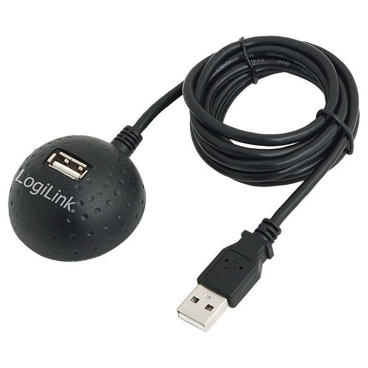 Кабел USB 2.0 A женски контакт - USB A мъжки щепсел никелиран 1.5m черен LOGILINK