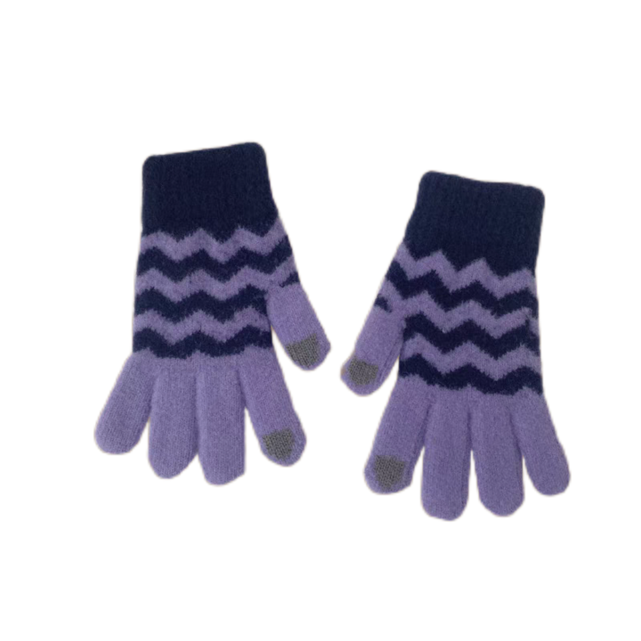 Manusi de iarna pentru femei, Poliester, Negru/Violet, OneSize