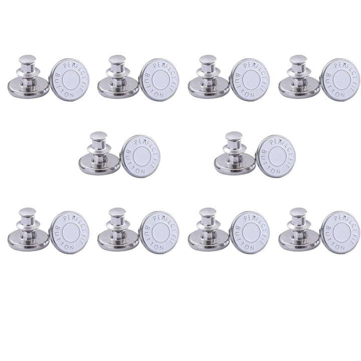 Set nasturi, 10 buc, alb, metal