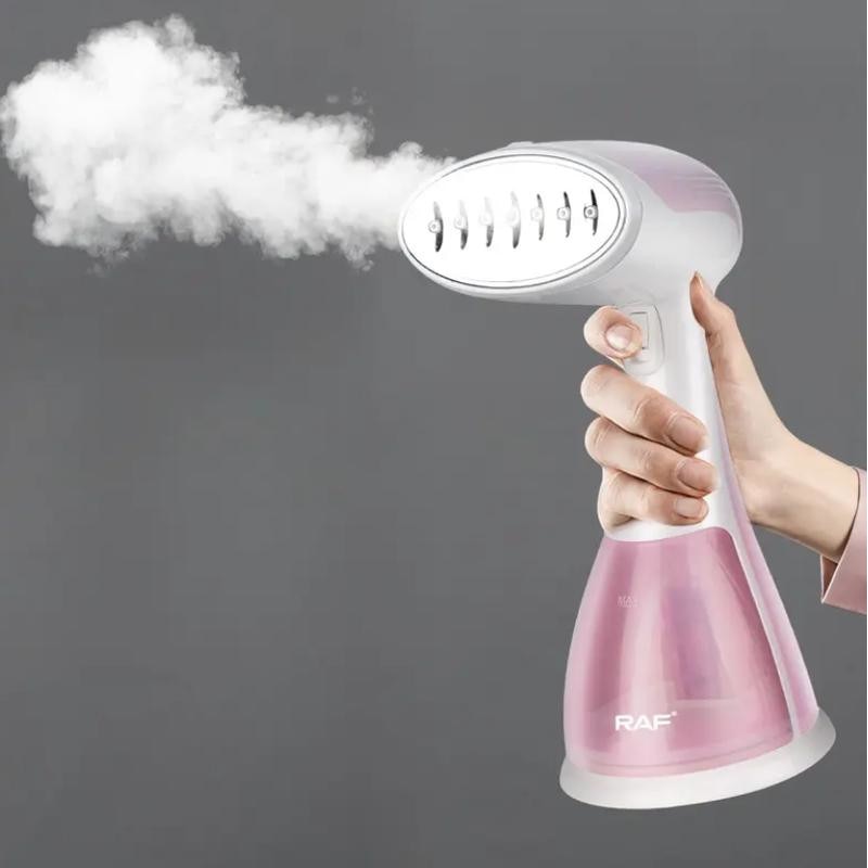Aparat de calcat vertical cu abur Esino LC 201, 1500 W, 300 ml, Abur 27 gr/min, Alb/Roz