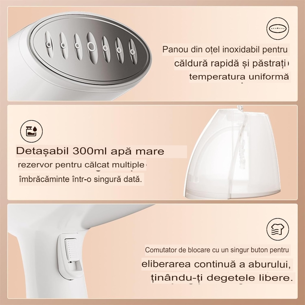 Aparat de calcat vertical cu abur Arvada® LC 201, 1500 W, 300 ml, Abur 27 gr/min, Alb