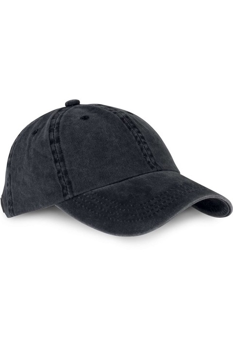 Uniszex sapka, 6 paneles, Vintage KP165, fekete mosott, univerzális