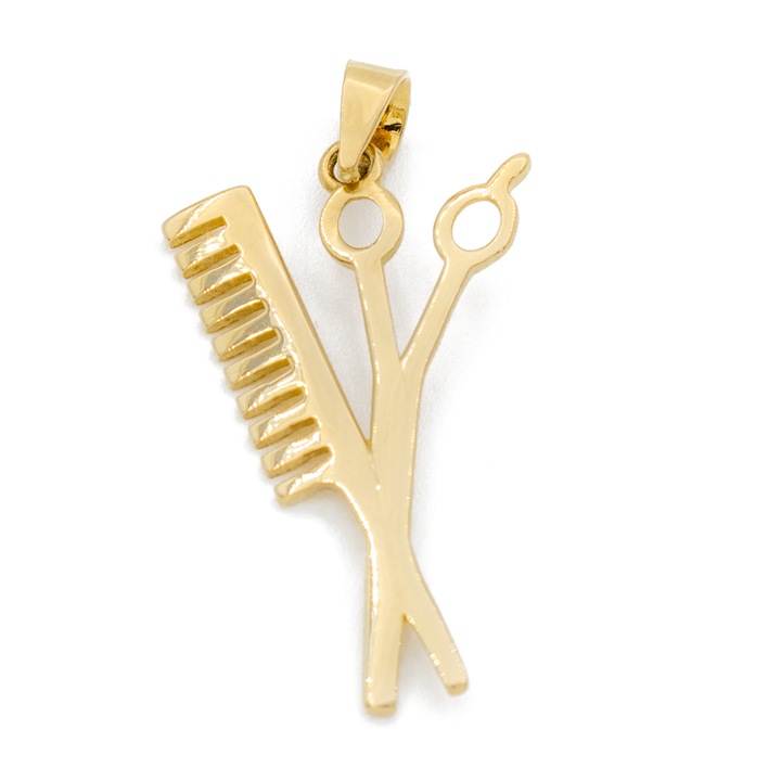 Pandantiv Foarfeca si Pieptan Aur 14k