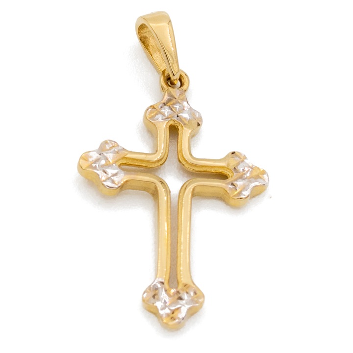 Pandantiv Cruce cu Aur Alb 14k