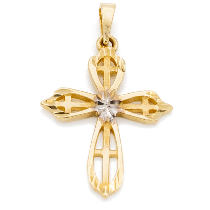 Pandantiv Cruce cu model Aur 14k