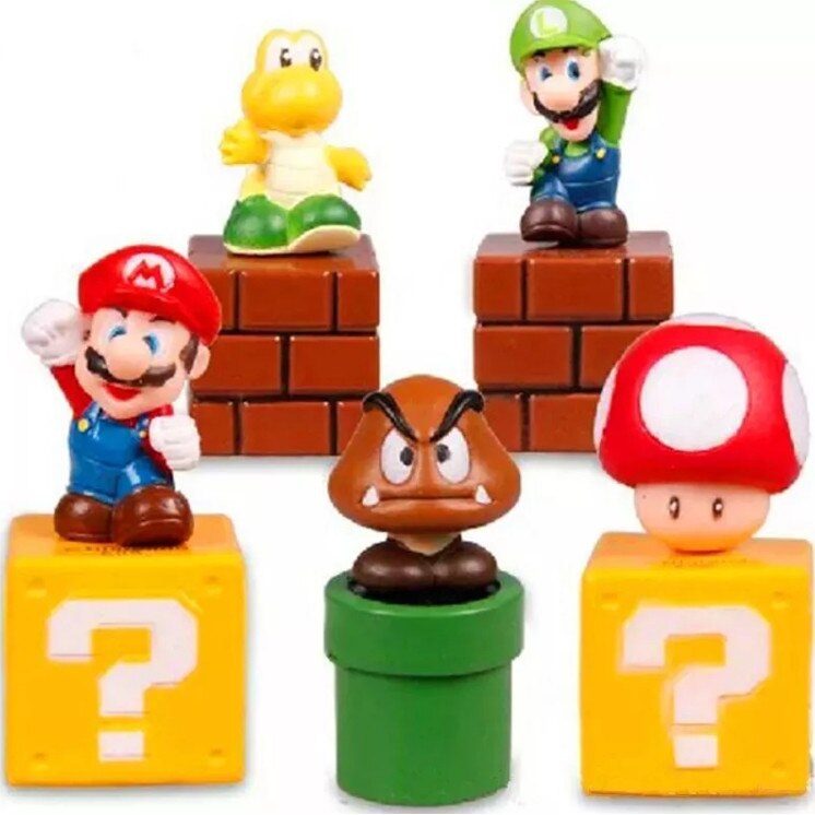 Set 5 x figurine, PVC, Model - Super Mario, 4-7 cm, Multicolor, 5