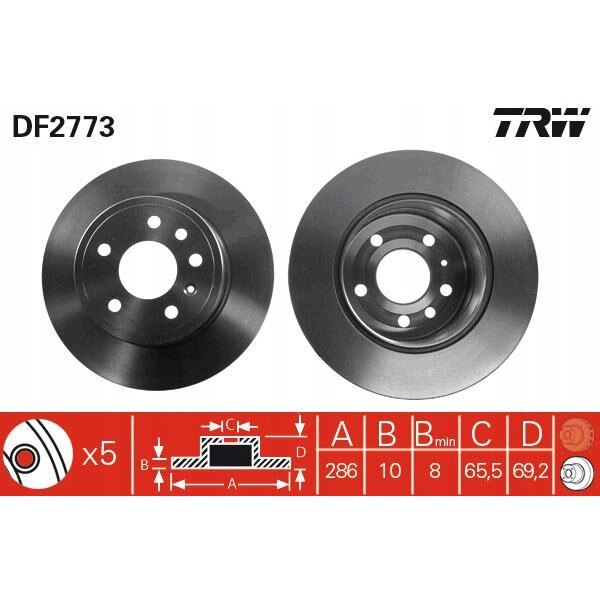 Set 2 discuri de frana, TRW, DF2773, Gri - eMAG.ro