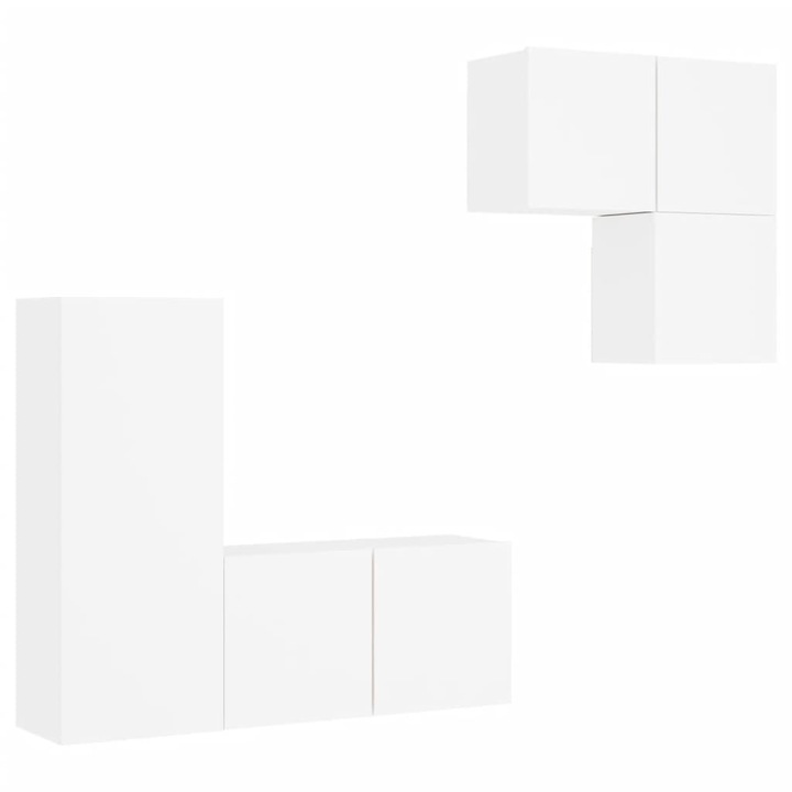 Unitati TV de perete vidaXL, 4 piese, alb, lemn prelucrat, 48 Kg