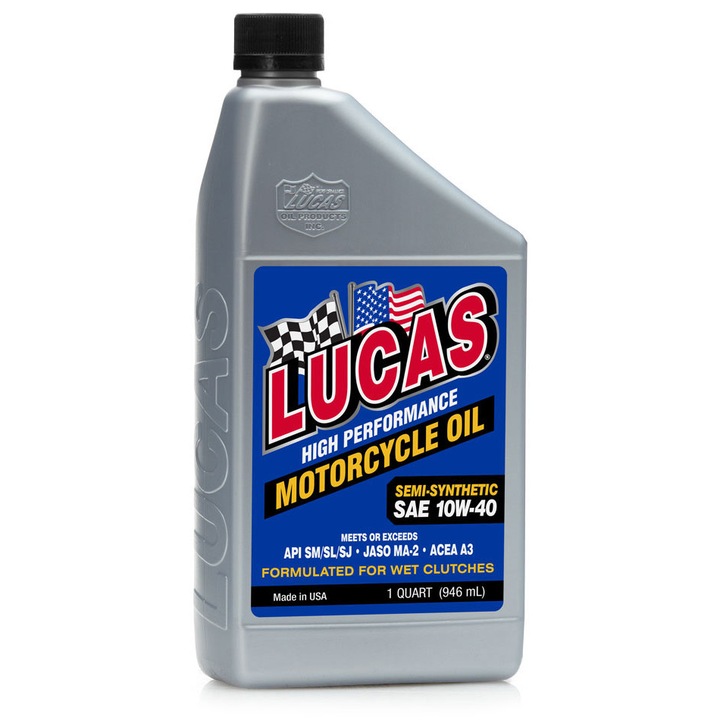 Motorkerékpár motorolaj 10W40 Lucas Oil Products, 946 ml