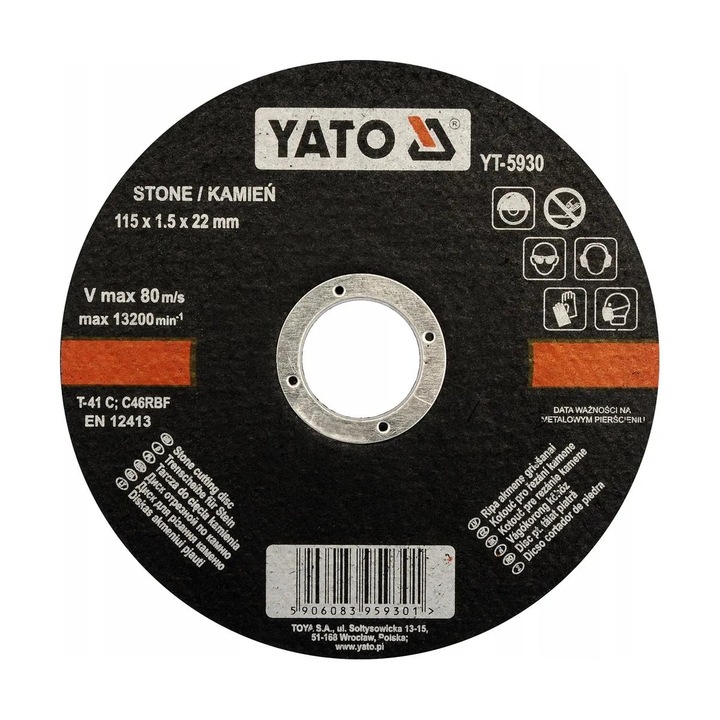 Disc de slefuit metal Yato, 115x1.5x22 mm, pentru piatra