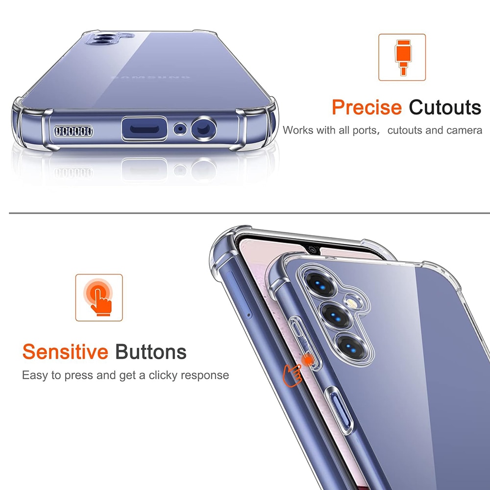 Husa protectie Mat-Tech compatibila cu Samsung Galaxy A14 4G / A14 5G, Protectie Camera, Colturi anti-soc, Decupaje Precise, Rezistenta la impact, Margini ridicate pentru protectia ecranului, Transparenta