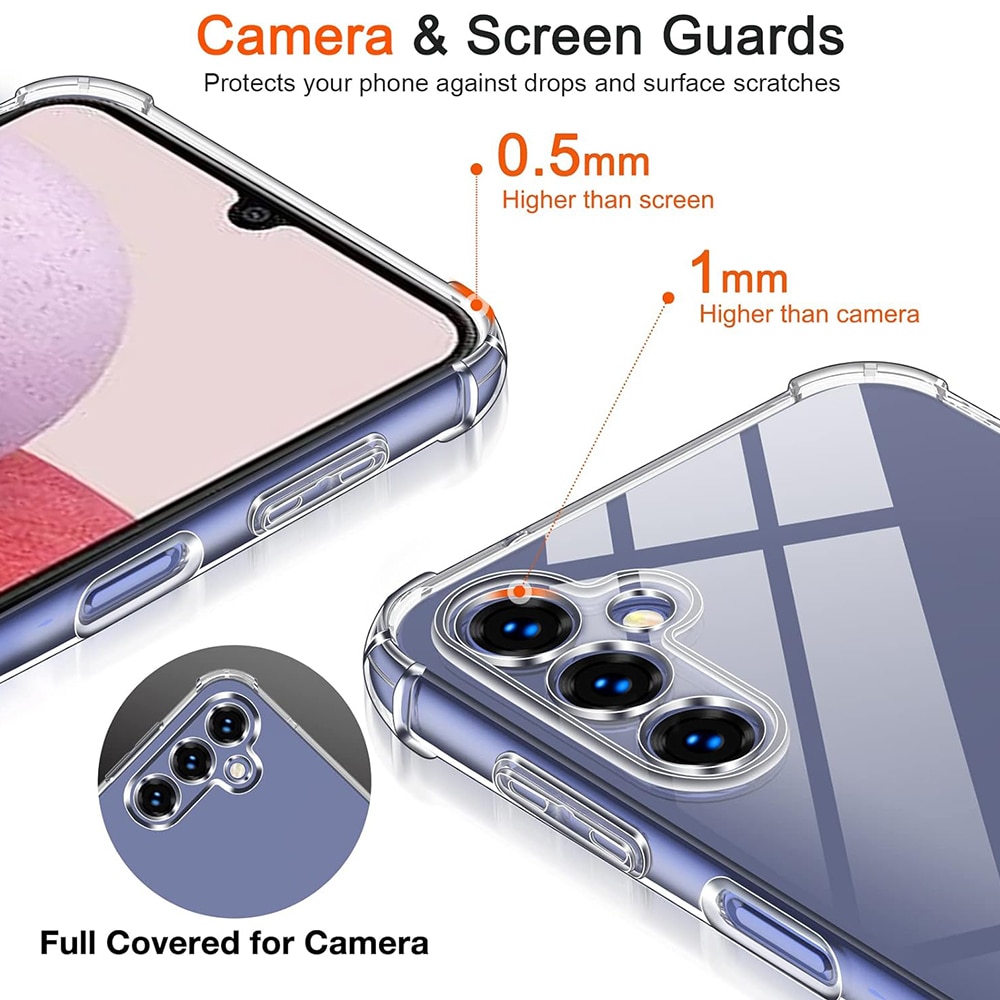 Husa protectie Mat-Tech compatibila cu Samsung Galaxy A14 4G / A14 5G, Protectie Camera, Colturi anti-soc, Decupaje Precise, Rezistenta la impact, Margini ridicate pentru protectia ecranului, Transparenta