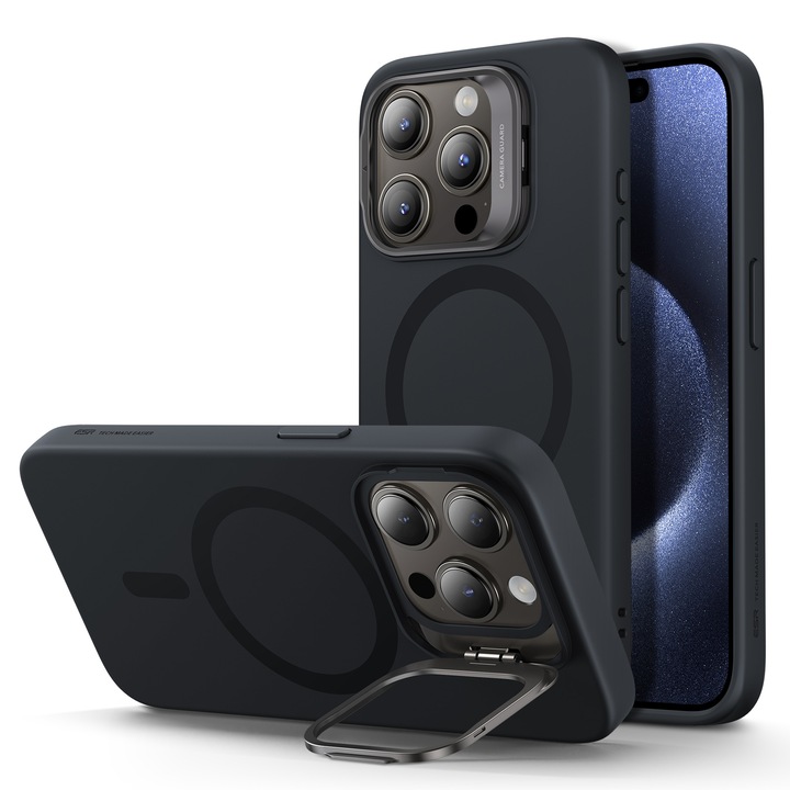 Husa ESR Cloud Soft cu suport pentru Apple iPhone 15 Pro, MagSafe, negru
