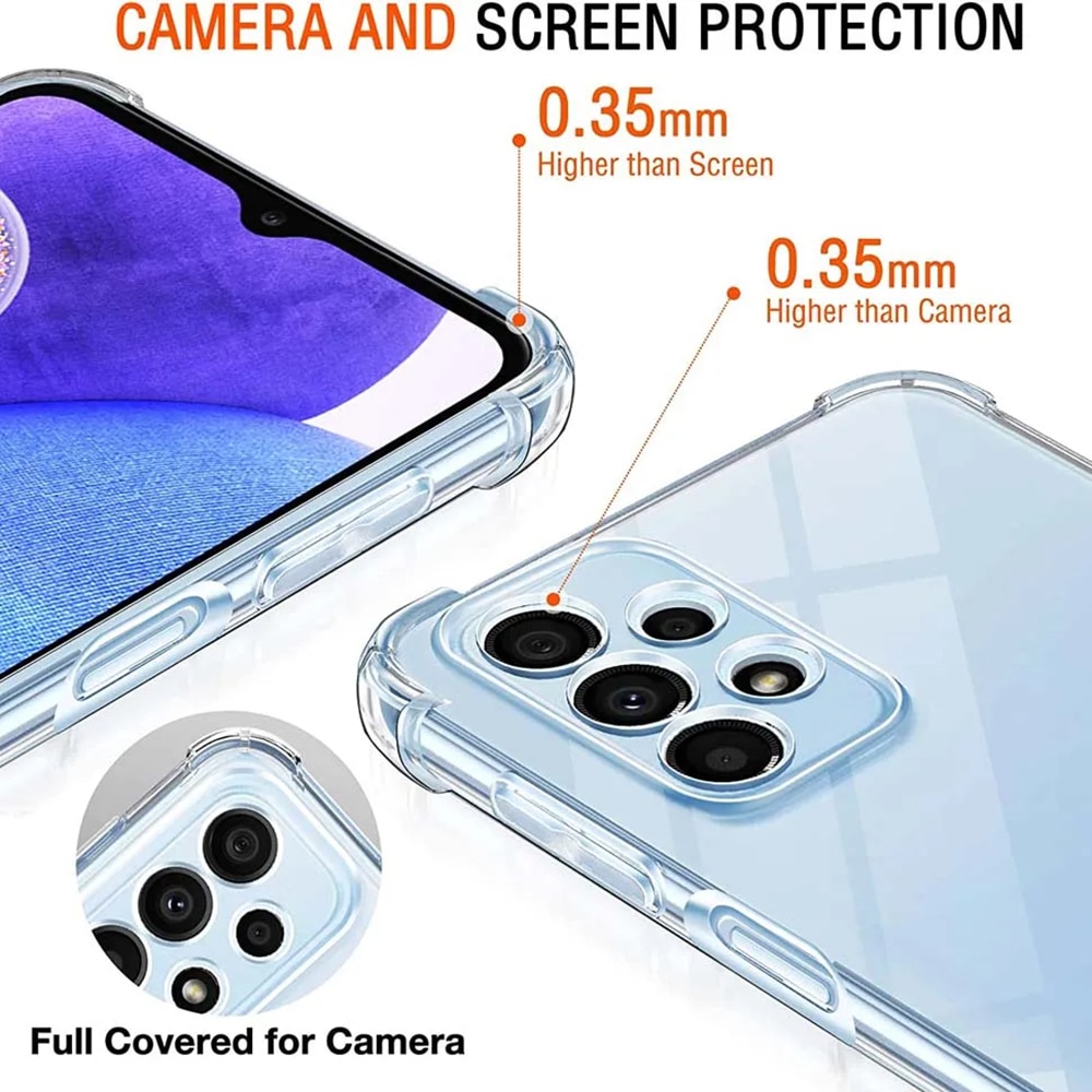 Husa protectie Mat-Tech compatibila cu Samsung Galaxy A23 4G / A23 5G, Protectie Camera, Colturi anti-soc, Decupaje Precise, Rezistenta la impact, Margini ridicate pentru protectia ecranului, Transparenta