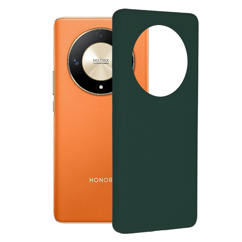 Husa pentru Honor Magic 6 Lite Daden® Soft Edge Silicone, Ultra Slim, Interior din microfibra, Verde inchis