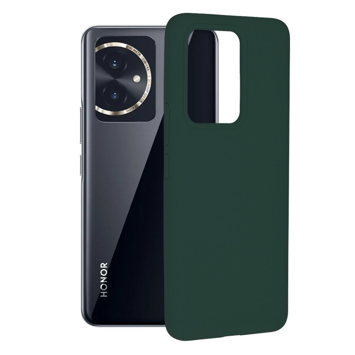 Защитен калъф за телефон Soft Edge Silicone, мек силикон, вътрешност от микрофибър, против пръстови отпечатъци, съвместим с Honor 100, зелен