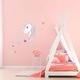 Autocolant pentru perete cu unicorn, inimioare si stelute, fosforescent in intuneric, din vinil, ideal pentru decorarea camerei copiilor, 45x38 cm, alb si roz