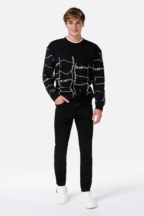 COLIN'S, Pulover regular fit cu decolteu la baza gatului, Alb/Negru