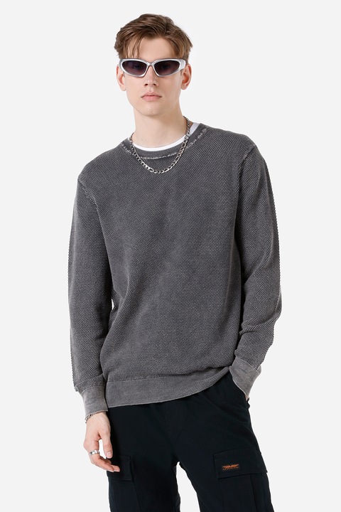 COLIN'S, Bluza de trening regular fit texturata, Gri antracit