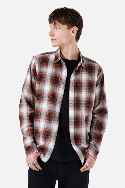 COLIN'S, Camasa slim fit cu model in carouri, Rosu/Alb/Negru