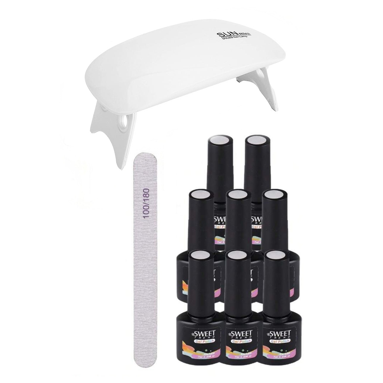 Комплект за маникюр Sweet trend, UV LED лампа, Комплект от 6 цветни ...