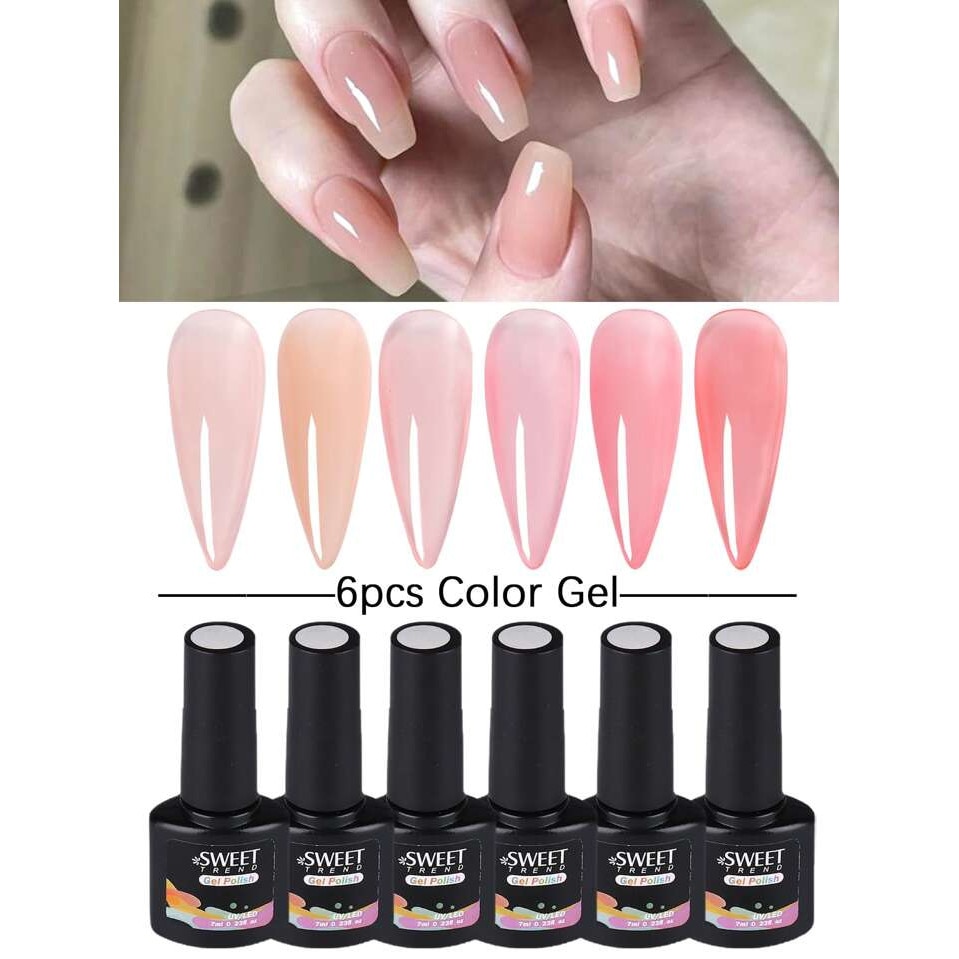 Комплект за маникюр Sweet trend, UV LED лампа, Комплект от 6 цветни ...