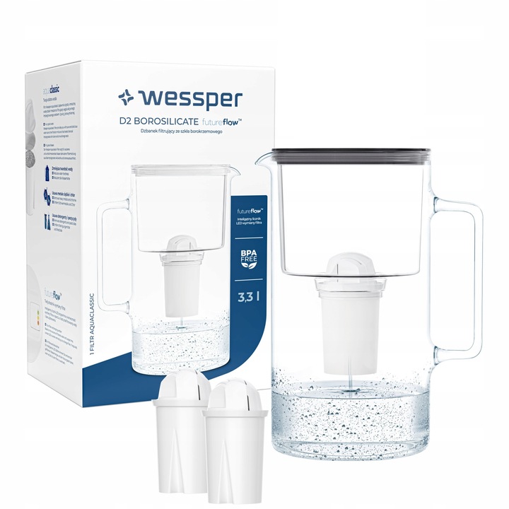 Комплект кана за филтриране Wessper, 3 филтъра, Стъкло, 3.3l, Многоцветни