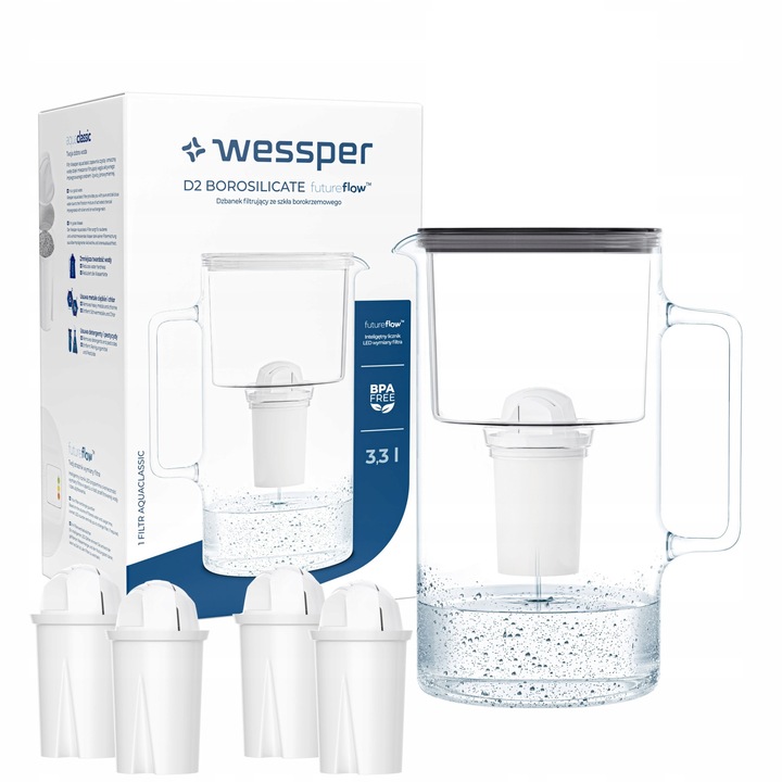 Комплект кана за филтриране Wessper, 5 филтъра, Стъкло, 3.3l, Многоцветни