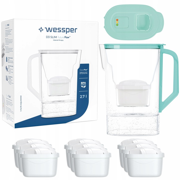 Cana filtranta + set 10 filtre apa, Wessper, Alb