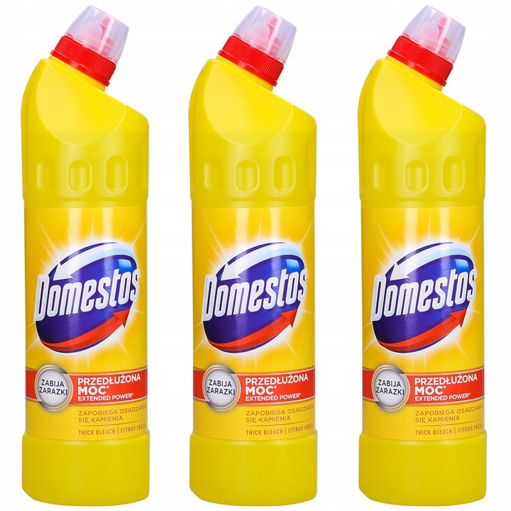 Pachet 3 buc Dezinfectant Toaletă Domestos Citrus 750 ml, Curățare, Anti-calcar