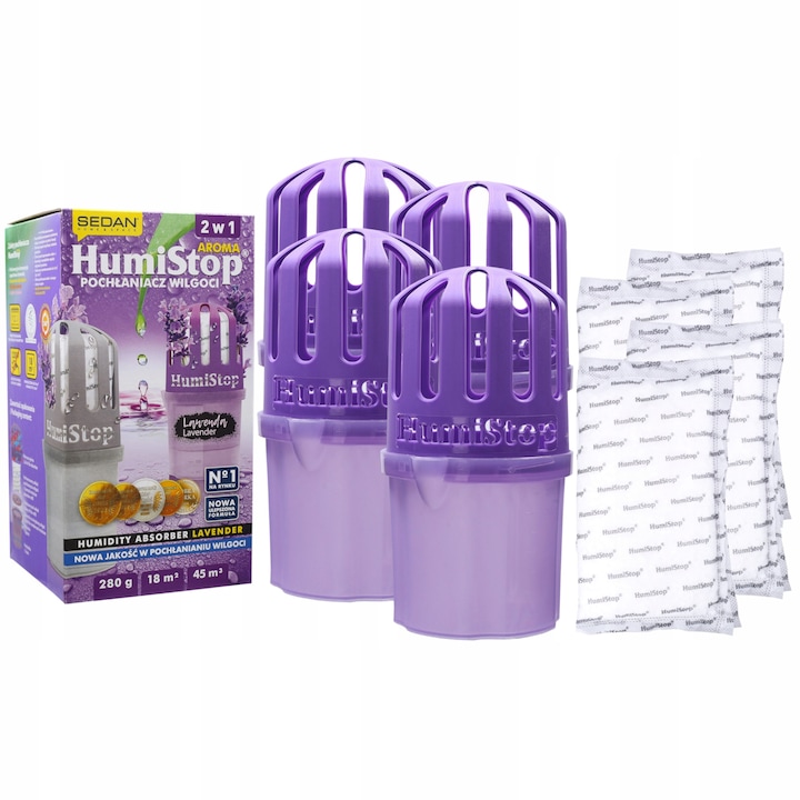 Set 3 absorbante umiditate si 6 rezerve, HumiStop, 280g, Alb