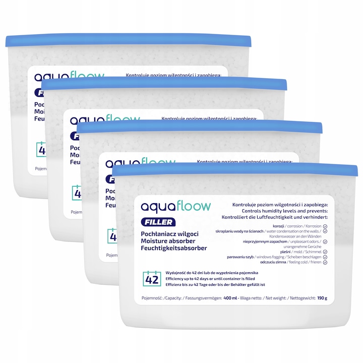 Set 2 absorbante umiditate Aquafloow, 600 ml, bezzapachowy, Alb