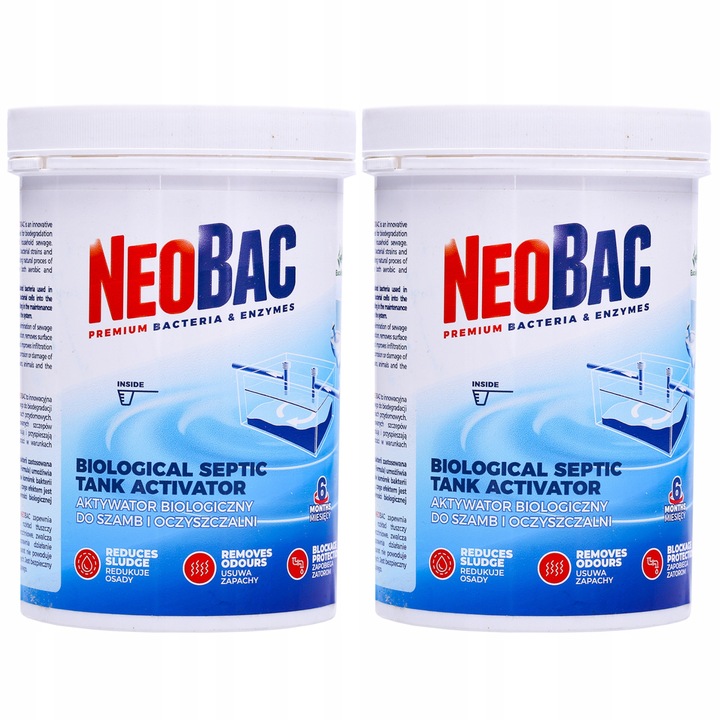 Set 2 activatoare pentru fose septice, NeoBac, 2x1.2 kg