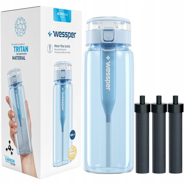 Sticla, Wessper, Tritan, 680ml, Albastru