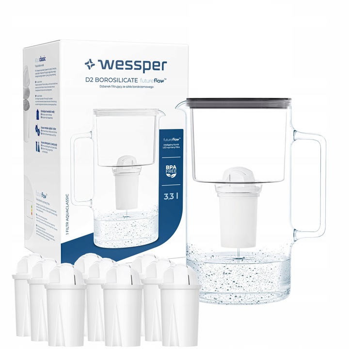Комплект кана за филтриране Wessper, Стъкло, 3.3л, 10 филтъра, Многоцветни