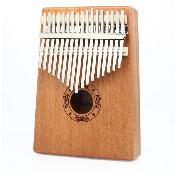 Instrument kalimba cu 17 clape, Lemn, 10 ani, Maro/Alb