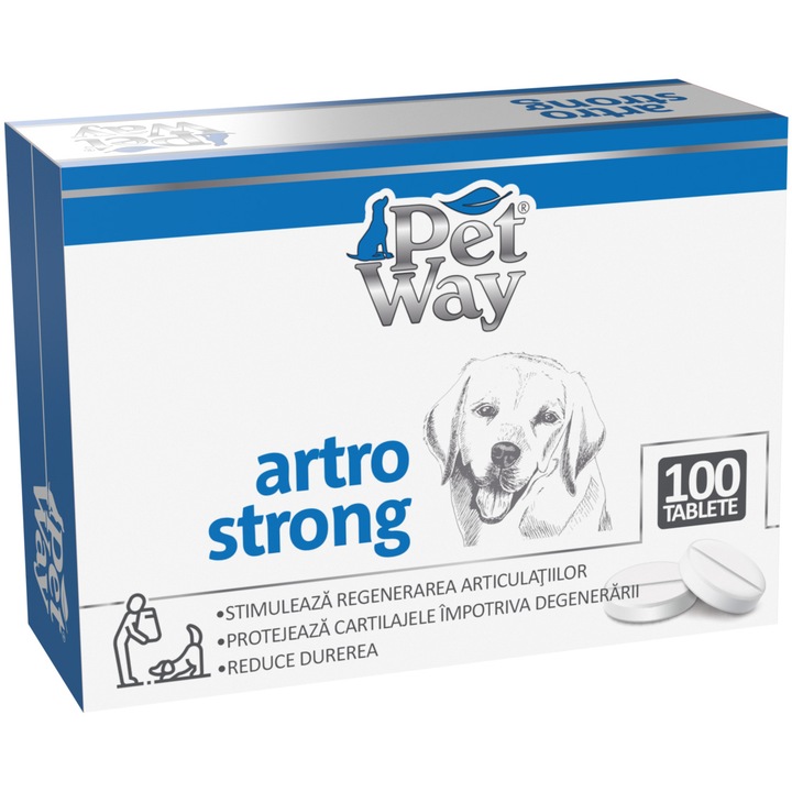 Supliment nutritiv pentru caini Petway Artro Strong, 100 Tablete