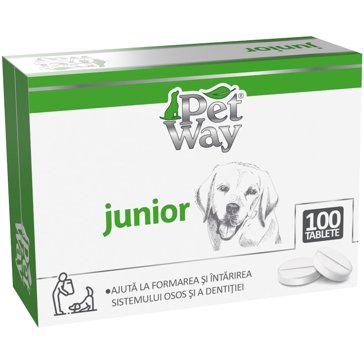 Supliment nutritiv pentru caini Petway Junior, 100 Tablete