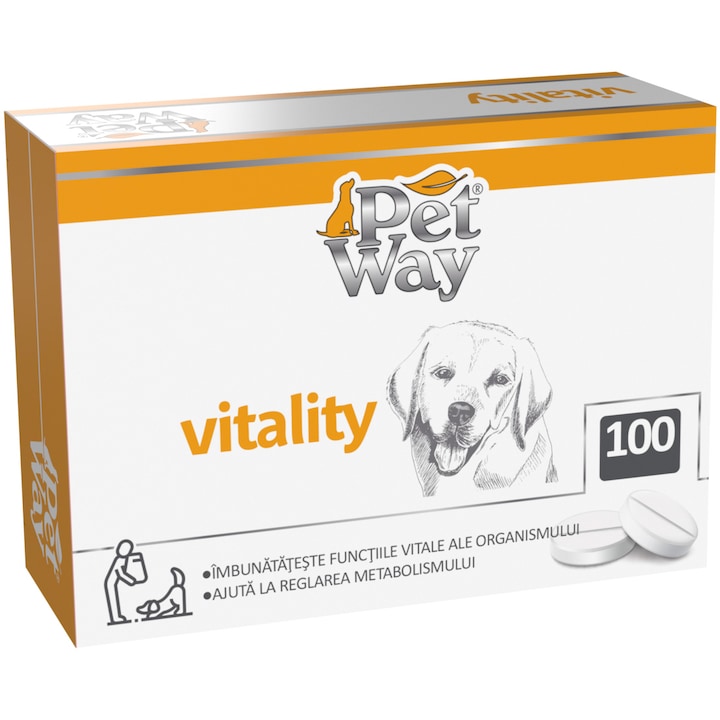 Supliment nutritiv pentru caini Petway Vitality, 100 Tablete