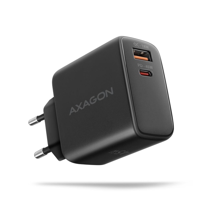 AXAGON ACU-PQ45 PD3.0 & QC4+ 2xOutputs Wall Charger 45W Black, 233859, Töltő