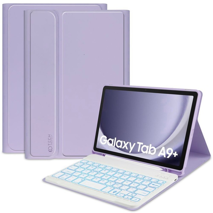Tech-Protect Sc tolltartó + billentyűzet Samsung Galaxy Tab A9+ Plus 11.0 X210/X215/X216 Purple telefonhoz
