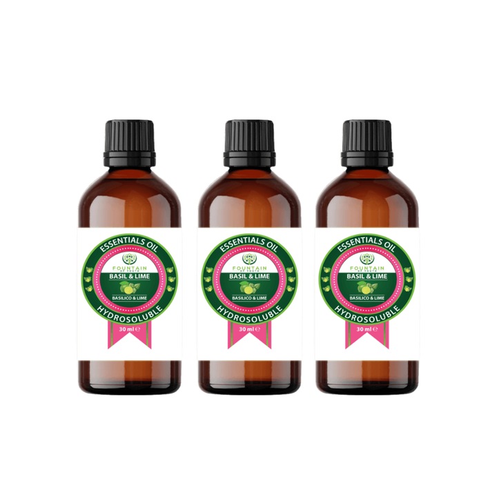 Set 3 X 30 ml Uleiuri Hidrosolubile, Busuioc si Lime, Fountain of Youth