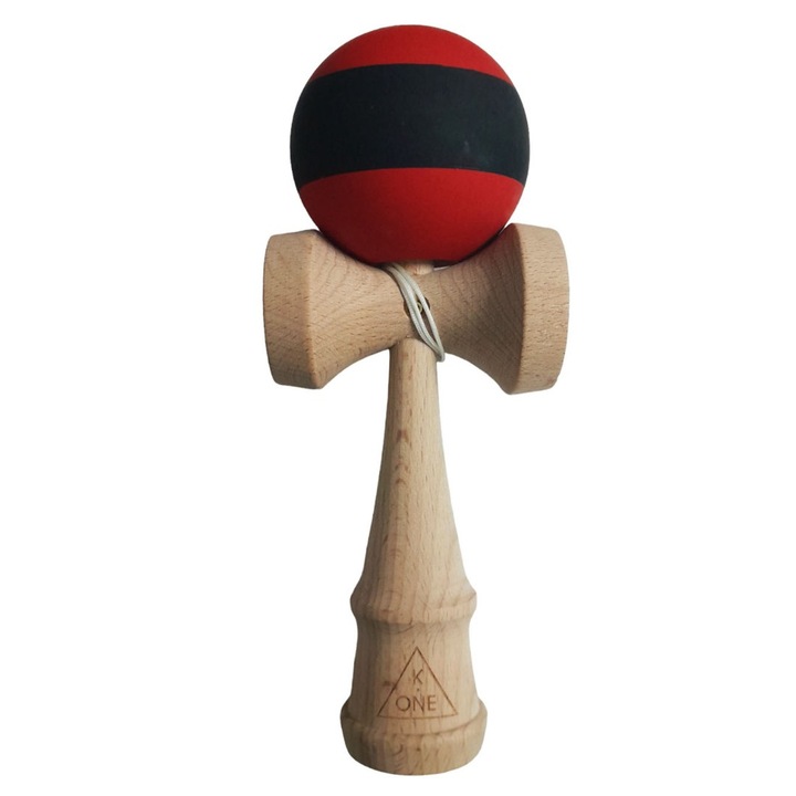Професионална Kendama, Дървена топка със силиконово покритие, Червено/Черно, 35KD
