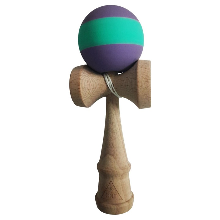 Професионална Kendama, Дървена топка със силиконово покритие, Лилаво/синьо, 36KD