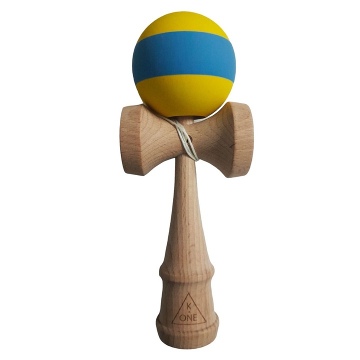 Професионална Kendama, Дървена топка със силиконово покритие, Жълто/Синьо, 37KD