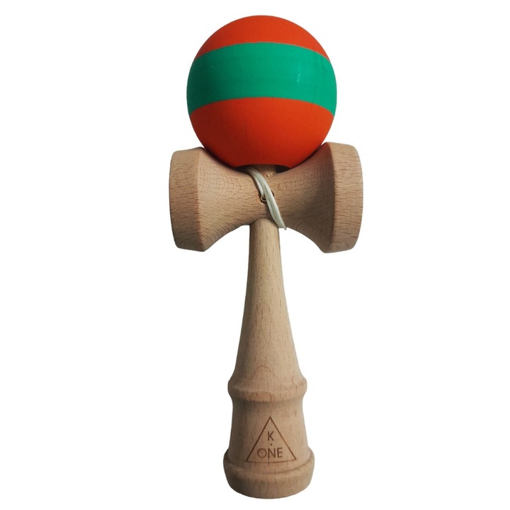 Професионална Kendama, Дървена топка със силиконово покритие, Оранжево/Зелено, 39KD