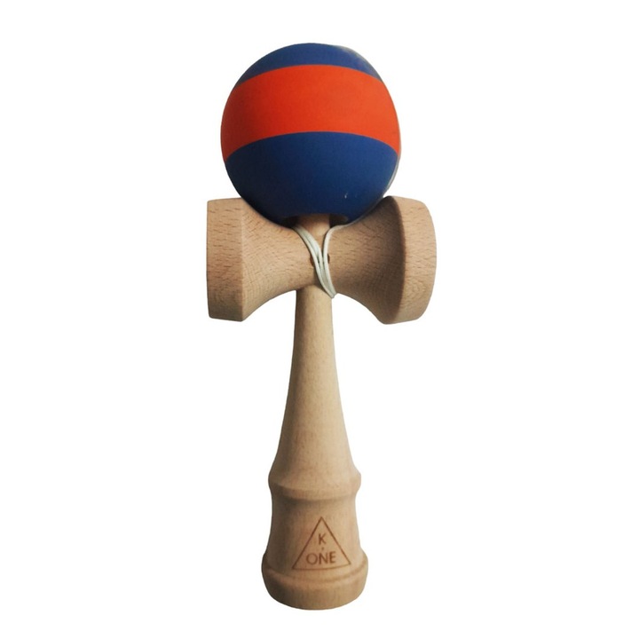 Професионална Kendama, Дървена топка със силиконово покритие, Синьо/Оранжево, 31KD